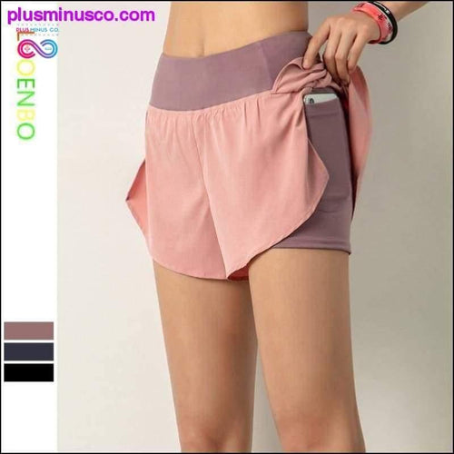 Plus Minus Co Women Gym Double shorts side pocket running shorts