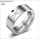 Plus Minus Co His Queen Her King Couple Ring Stainless steel Ring Silver, view 4