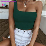 Plus Minus Co Women Lady Female One Shoulder Crop Tops Sleeveless T-Shirt, view 2
