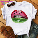 Plus Minus Co Women Lip Funny Printed Girl Black Tshirt Summer Cartoon, view 2