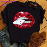 Plus Minus Co Women Lip Funny Printed Girl Black Tshirt Summer Cartoon, view 4