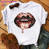 Plus Minus Co Women Lip Funny Printed Girl Black Tshirt Summer Cartoon, view 5
