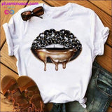 Plus Minus Co Women Lip Funny Printed Girl Black Tshirt Summer Cartoon, view 6