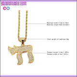 Plus Minus Co Women Men Gold CHAI Jewish symbol Pendants Necklaces Iced, view 3