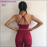 Plus Minus Co Women Red Padded Sports Bra Seamless Yoga Set Padded Sports, view 3