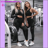 Plus Minus Co Women Seamless Workout Long Sleeve Crop Top Yoga Sets, view 4