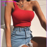 Plus Minus Co Women Sexy Cool Single One Shoulder Tank Tops Vest Bare, view 3