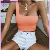 Plus Minus Co Women Sexy Cool Single One Shoulder Tank Tops Vest Bare, view 6