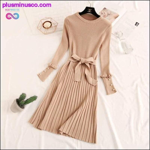 Plus Minus Co Women Sweater Dress Long Female Temperament Dress 2019 New