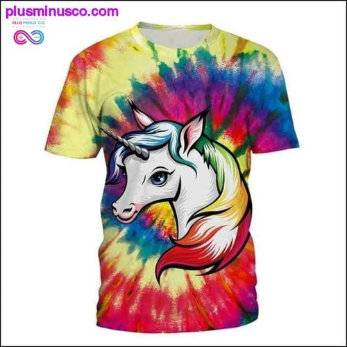 Plus Minus Co Women Unicorn All Over Print AOP Tie Dye T-shirt