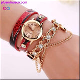 Plus Minus Co Women Watches 2019 Relogio Feminino PU Leather Rhinestone, view 5