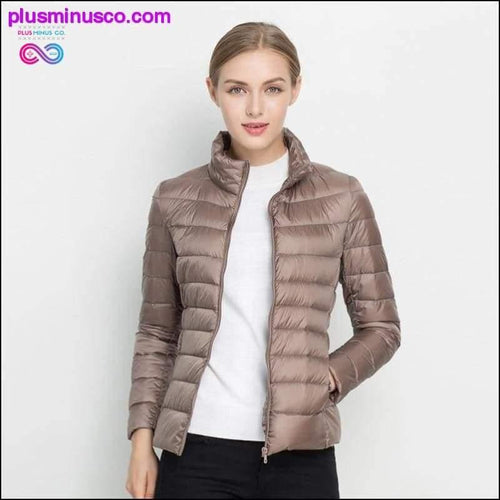 Plus Minus Co Ultra Light White Duck Down Jacket Slim Women Winter Puffer