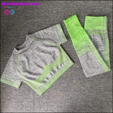 Plus Minus Co Women Yoga Sets Yoga Short Sleeve High Waist Sport Leggings, view 4