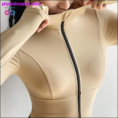 Plus Minus Co Women Zipper Workout Tops Long Sleeve Sweatshirt Sport coat