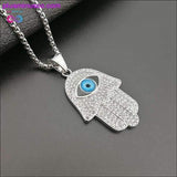Plus Minus Co Hamsa Hand of Fatima Necklace Gold Color Stainless Steel, view 3