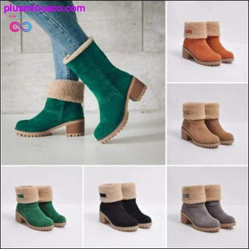 Plus Minus Co Women's Shoes Snow boots Ladies Winter Flock Warm Boots