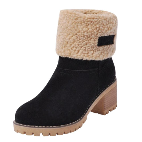 Plus Minus Co Women's Shoes Snowboots Ladies Winter Flock Shoes Flock Warm Boots Martinas Snow Boots