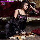Plus Minus Co Silk Satin Pajama Set: Sexy Satin Silk Sleepwear, view 2