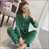 Plus Minus Co Womens Silk Satin Pajamas Set Long Sleeve Sleepwear Suit, view 6