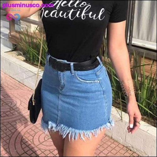 Plus Minus Co Women's Skirt Denim Skirt faldas jupe femme shein Women High