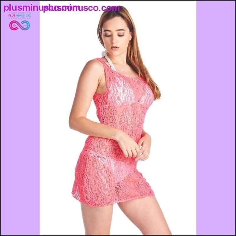 Plus Minus Co Women's Spider Tank Swimwear Cover-up Beach Dress: NEON