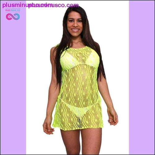 Plus Minus Co Women's Spider Tank Swimwear Cover-up Beach Dress: NEON