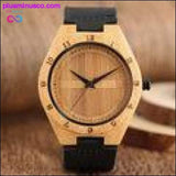 Plus Minus Co Wood Bamboo Genuine Leather Wrist Watch, view 2