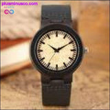 Plus Minus Co Wood Bamboo Genuine Leather Wrist Watch, view 3
