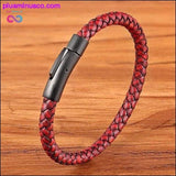 Plus Minus Co XQNI New Classic Style Men Leather Bracelet Simple Black, view 3