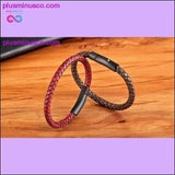 Plus Minus Co XQNI New Classic Style Men Leather Bracelet Simple Black, view 4