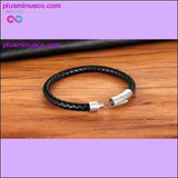 Plus Minus Co XQNI New Classic Style Men Leather Bracelet Simple Black, view 5