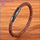 Plus Minus Co XQNI New Classic Style Men Leather Bracelet Simple Black, view 6