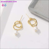 Plus Minus Co Geometric Drop Natural Pearl Earrings, view 2