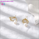 Plus Minus Co Geometric Drop Natural Pearl Earrings, view 3