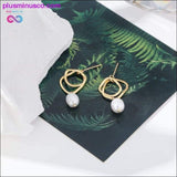 Plus Minus Co Geometric Drop Natural Pearl Earrings, view 4