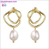 Plus Minus Co Geometric Drop Natural Pearl Earrings, view 5