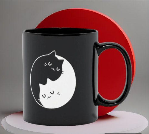 Plus Minus Co Yin Yang Black and white Cats Black Mugs couple Gift Ideas, Yin Yang Bff, Bff Gift, Bff Couple Coffee, Crazy Cat Lovers Gift, Gift For Her