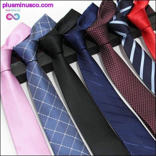 Plus Minus Co 7CM Stripes Plaids Dots Classic Men Ties Polyester Silk