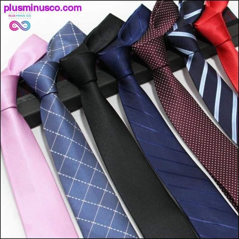 Plus Minus Co 7CM Stripes Plaids Dots Classic Men Ties Polyester Silk
