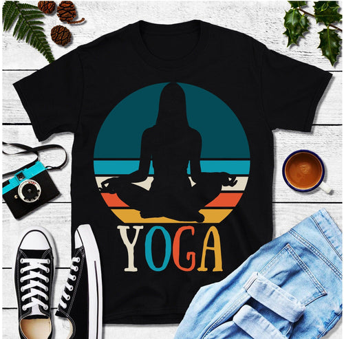 Plus Minus Co Yoga Girl | Retro Sunset T-Shirts, Yoga Gift Shirt, Namaste Shirt, Gift for Yogi, Yoga Lover Shirt, Meditation Shirt, Yoga Tee, Yoga T Shirt