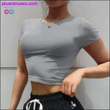 Plus Minus Co Yoga Top Seamless Cotton Short Sleeve yoga/Sport Tee Shirt, view 2