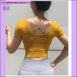 Plus Minus Co Yoga Top Seamless Cotton Short Sleeve yoga/Sport Tee Shirt, view 3