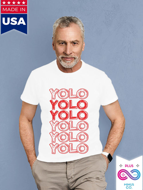 Plus Minus Co YOLO Red Design Classic T-Shirts YOLO You Only Live Once Funny Shirt