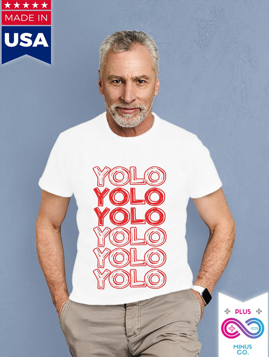 Plus Minus Co YOLO Red Design Classic T-Shirts YOLO You Only Live Once Funny Shirt