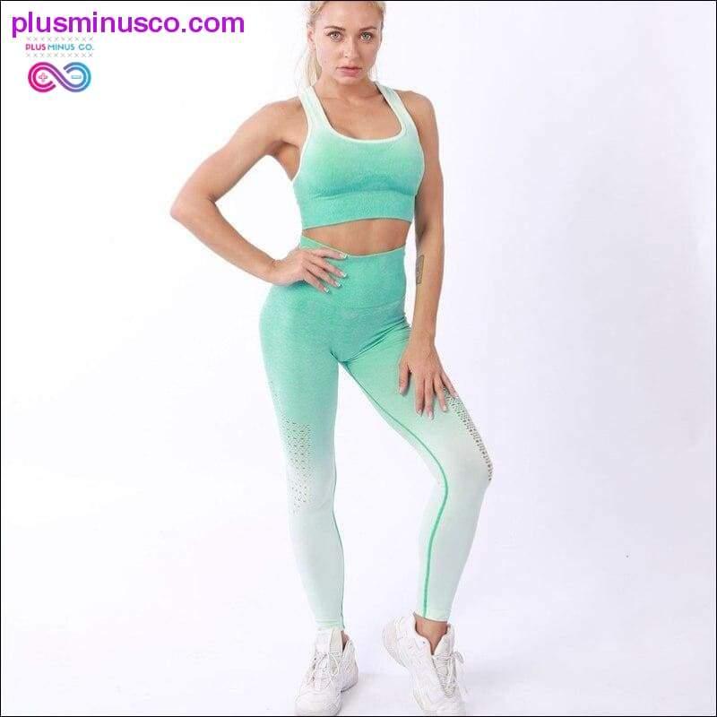 Plus Minus Co Women Sport Suit Fitness Female Yoga Set Ombre Push Up