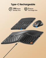 ProtoArc EKM04 Ergonomic Keyboard Mouse Combo (UK Layout), view 4