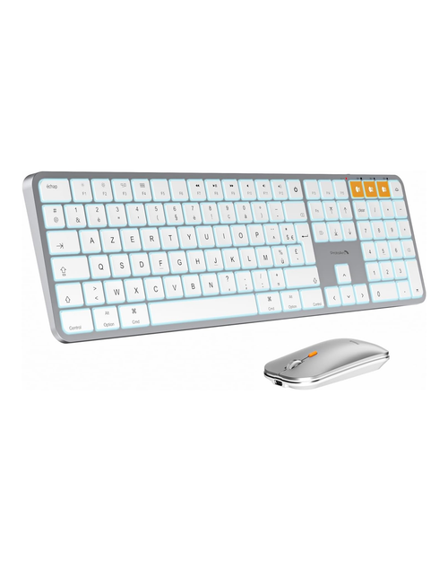 ProtoArc KM100-A Ensemble Clavier Fina Rétroéclairé et Souris pour Mac (FR Layout)