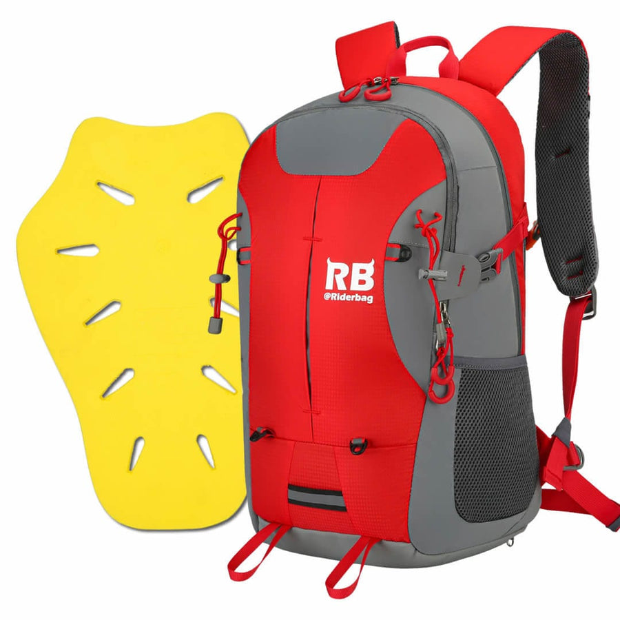 Riderbag Reflektor35 Motorcycle Backpack + CE2 Protector — Hi-Vis Red