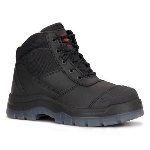 Rock Rooster Footwear ROCKROOSTER Crisson Black 6 inch Zip sided Steel Toe Leather Work Boots AK050BK