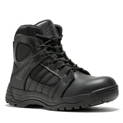 Rock Rooster Footwear Botas Pro Black Men's 6 inch Side Zipper Rubber Sole Tactical Boots BMP111BK